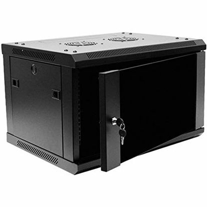 Picture of NavePoint 6U Deluxe IT Wallmount Cabinet Enclosure 19-Inch Server Network Rack with Locking Glass Door 16-Inches Deep Black