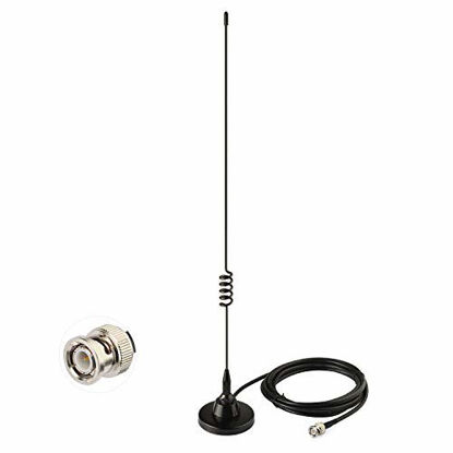 Picture of Bingfu HF VHF UHF Ham Radio Amateur Radio Mobile Radio Scanner Antenna Police Scanner Antenna Magnetic Base BNC Male Antenna Compatible with Uniden Bearcat Whistler Radio Shack Police Radio Scanner