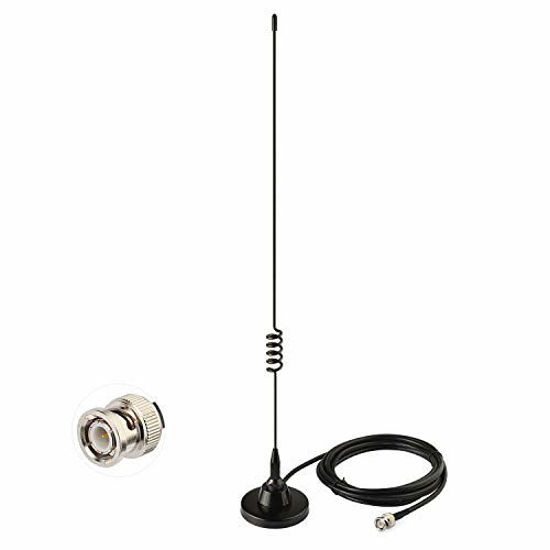 Picture of Bingfu HF VHF UHF Ham Radio Amateur Radio Mobile Radio Scanner Antenna Police Scanner Antenna Magnetic Base BNC Male Antenna Compatible with Uniden Bearcat Whistler Radio Shack Police Radio Scanner