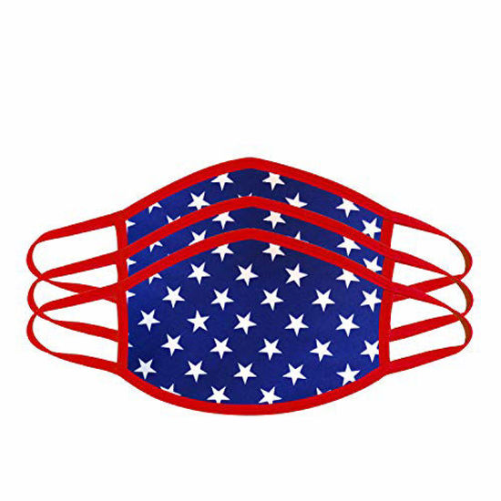 Picture of Neva Nude Murica Blue Red Star Face Mask Dust Cover for Raves and Festivals (Size Large, 3 Pack)