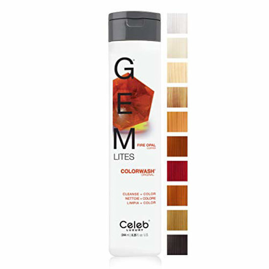 Picture of Celeb Luxury Gem Lites Colorwash, Professional Semi-Permanent Hair Color Depositing Shampoo, Fire Opal