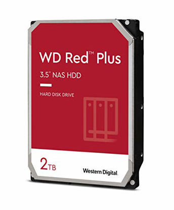 Picture of Western Digital 2TB WD Red Plus NAS Internal Hard Drive - 5400 RPM Class, SATA 6 Gb/s, CMR, 64 MB Cache, 3.5" - WD20EFRX