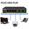 Picture of BV-Tech 6 Port PoE+ Switch (4 PoE+ Ports with 2 Ethernet Uplink and Extend Function) - 60W - 802.3at + 1 High Power PoE Port| Desktop Fanless Design | Sturdy Metal Housing