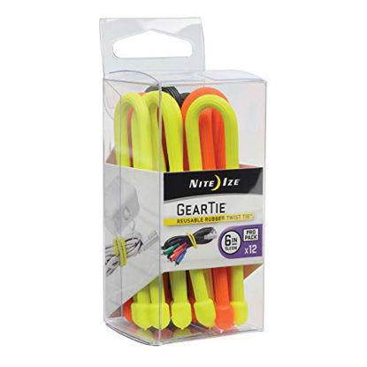 Picture of Nite Ize Original Gear Tie, Reusable Rubber Twist Tie, 6-Inch, Assorted Colors, 12 Count Pro Pack, Made in the USA