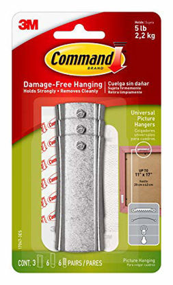 Picture of Command Universal Frame Hanger, Decorate Damage-Free, Large, 3 hangers, 6 strips, 6 frame stabilizer strips (17047-3ES)