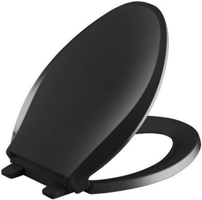 Picture of KOHLER K-4636-7 Cachet Quiet-Close with Grip-Tight Bumpers Elongated Toilet Seat, Black Black