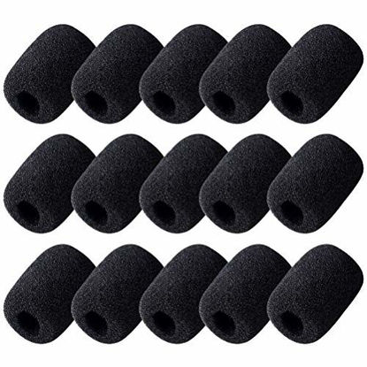 Picture of Wode Shop 15 Pack Foam Microphone Windscreen, Lapel Headset Microphone Sponge Mini Foam Cover Shield Protection for Variety of Headset Microphone(Black)