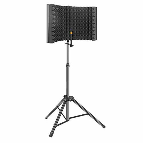 Picture of Aokeo Professional Studio Recording Microphone Isolation Shield, Pop Filter.High Density Absorbent Foam is Used to Filter Vocal. Suitable for Blue Yeti and Any Condenser Microphones(AO-302 With Stand)
