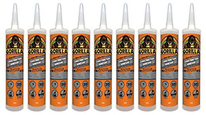 Picture of Gorilla Heavy Duty Construction Adhesive, 9 ounce Cartridge, White, (Pack of 9)