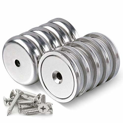 Picture of Super Power Neodymium Cup Magnets with 95 LBS Pull Capacity Each, 1.26 inch - Pack of 10