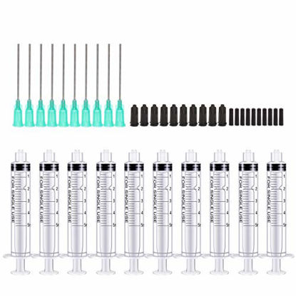 Picture of BSTEAN 5ml Syringes 18Ga 1.5 Inch Blunt Tip Needle Storage Caps - Glue Applicator, Oil Dispensing (Pack of 10)