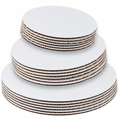 Picture of StarMar Set of 18 - Cake Board Rounds, Circle Cardboard Base, 6, 8 and 10-Inch. Perfect for Cake Decorating, 6 of Each Size