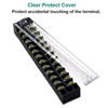 Picture of 10pcs (5 Sets) 12 Positions Dual Row 600V 15A Screw Terminal Strip Blocks with Cover + 400V 15A 12 Positions Pre-Insulated Terminals Barrier Strip (Black & Red) by MILAPEAK