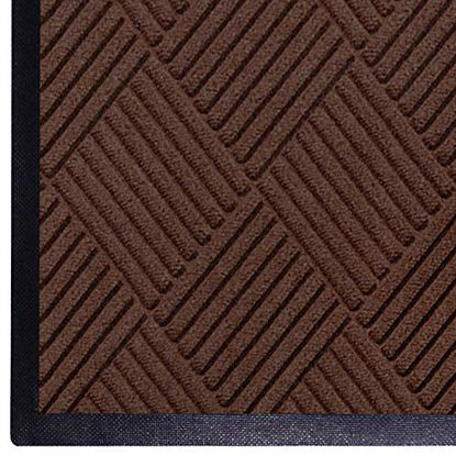 Picture of WaterHog Diamond | Commercial-Grade Entrance Mat with Rubber Border - Indoor/Outdoor, Quick Drying, Stain Resistant Door Mat (Dark Brown, 4' x 6')