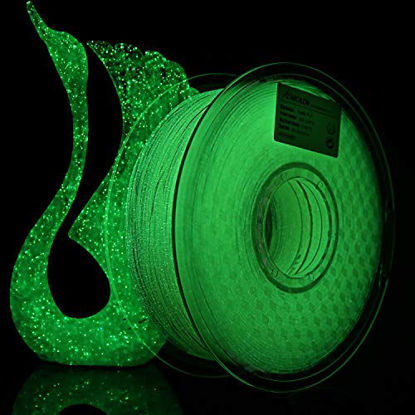 Picture of AMOLEN PLA 3D Printer Filament, 1.75mm, Shiny Glow in The Dark Green 1 kg Spool