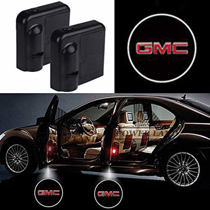 Picture of 2Pcs Car Door Lights Logo Projector fit GMC,Wireless Car Door Paste Projector Logo Lights Led Logo Projector Lights Shadow Ghost Light Welcome Courtesy Lights