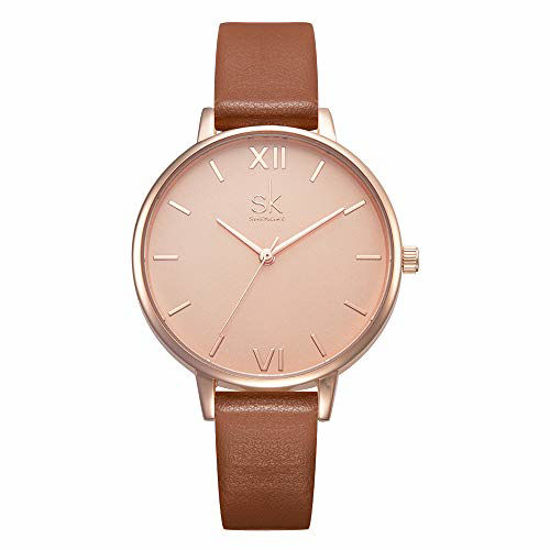 Picture of SHENGKE Women Watches Leather Band Luxury Quartz Watches Girls Ladies Wristwatch Relogio Feminino (K0039-Brown)