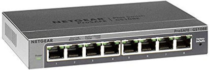 Picture of NETGEAR 8-Port Gigabit Ethernet Plus Switch (GS108Ev3) - Desktop, and ProSAFE Limited Lifetime Protection