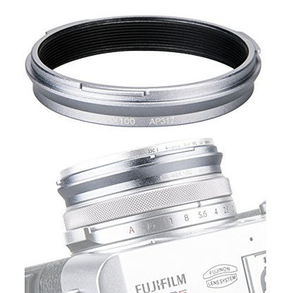 Picture of 49mm Metal Lens Filter Adapter Ring for Fujifilm Fuji X100V X100F X100T X100S X100 X70 Camera & Wide Conversion Lens WCL-X100 II Installing UV CPL ND Filter Lens Cap Replace Fujifilm AR-X100 Silver