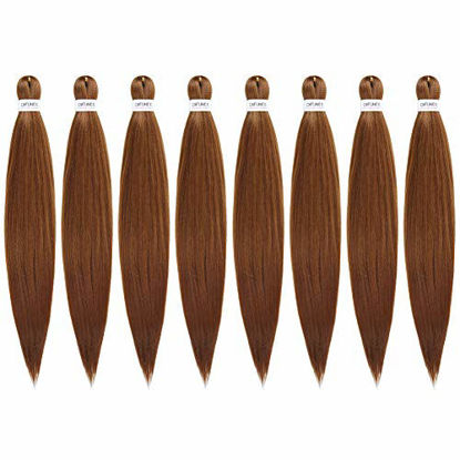 Picture of Pre-stretched Braiding Hair Brown 24"-8 packs/lot Hot Water Setting Synthetic Fiber Crochet Braids Crochet Hair Braiding Hair Extension (#30)