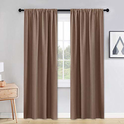 Picture of PONY DANCE Curtains for Living Room - 42 x 90 inches Mocha Thermal Insulated Blackout Window Treatments Home Decor Light Block Curtain Long Draperies Energy Efficient, Set of 2