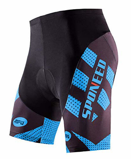 sponeed Men's Padded Cycling Pants Leggings Bicycling Shorts Road Rider  Bike Tights 4D Padding Bikewear Asian L/US M Blue