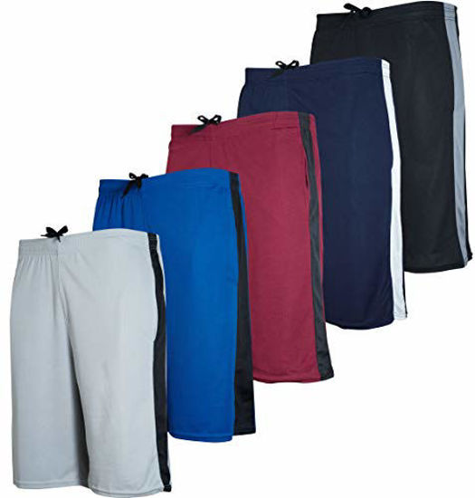 Picture of 5 Pack: -Echo- Big Boys Youth Clothing Knit Mesh Active Athletic Performance Basketball Soccer Lacrosse Tennis Exercise Summer Gym Golf Running Teen Shorts -Set 10- M (8/10)