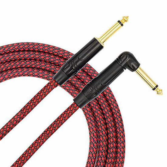 Electric Mandolin Guitar Cable 10ft Electric Instrument Cable Bass AMP Cord for Electric Guitar Bass Guitar Right Angle to Straight Pro Audio Black 