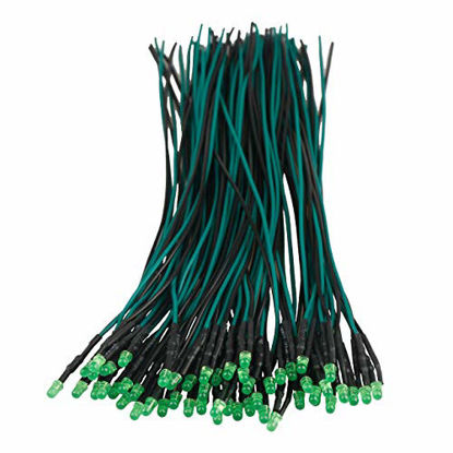 Picture of EDGELEC 50pcs 12 Volt 3mm Green Blinking LED Lights Emitting Diodes (1.5Hz Single Color Flashing) Pre Wired 7.9 Inch DC 12v LED Light Diffused Colored Lens Small LED Lamps