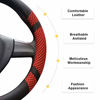 Picture of BOKIN Steering Wheel Cover Microfiber Leather Viscose, Breathable, Anti-Slip, Odorless, Warm in Winter Cool in Summer, Universal 15 Inches (Red)