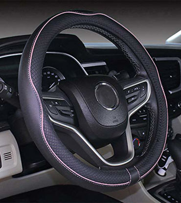 Picture of Mayco Bell Microfiber Leather Car Medium Steering wheel Cover (14.5''-15'',Black Pink)