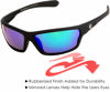 Picture of Nitrogen Men's Rectangular Sports Wrap 65mm Polarized Sunglasses (Black Matte Rubberized, Mystic Green Mirror)