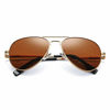 Picture of Polarized Aviator Sunglasses for Men Women with Spring Hinge Legs, UV400 Protection (Gold Frame/Brown Lens)