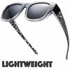 Picture of The Fresh High Definition Polarized Wrap Around Shield Sunglasses for Prescription Glasses - Gift Box Package (614-Crystal/Black Paint, Grey)