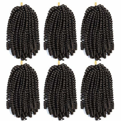 Picture of 6 Pack Spring Twist Crochet Braiding Hair 8 Inch Bomb Twist Crochet Braids Ombre Colors Low Temperature Kanekalon Synthetic Fluffy Hair Extensions 15 Strands 55g/Pack (8inches, M1B-27)