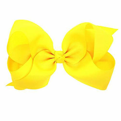 Picture of Hair Clips Boutique Hair Bows Alligator Clip for Women Girl Hairpin 6 Inch TSFJ02 (Yellow)
