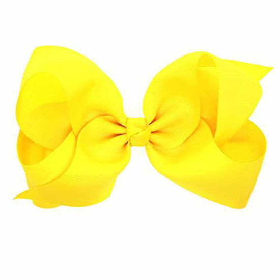 Picture of Hair Clips Boutique Hair Bows Alligator Clip for Women Girl Hairpin 6 Inch TSFJ02 (Yellow)