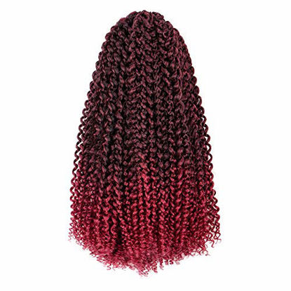 Picture of Passion Twist Hair Ombre Red 18 inch 6 packs Water Wave Crochet Braids for Passion Twist Crochet Hair Passion Twist Braiding Hair Hair Extensions (18", T1B/BUG)