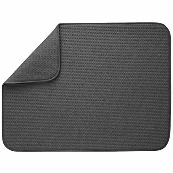 Picture of S&T INC. Absorbent, Reversible XL Microfiber Dish Drying Mat for Kitchen, 18 Inch x 24 Inch, Charcoal