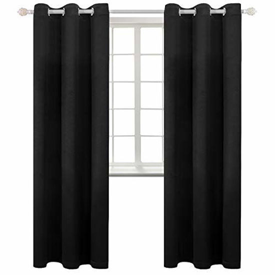 Picture of BGment Black Blackout Curtains for Living Room - Grommet Thermal Insulated Room Darkening Energy Saving Curtains for Bedroom, Set of 2 Panels, 42 x 84 Inch