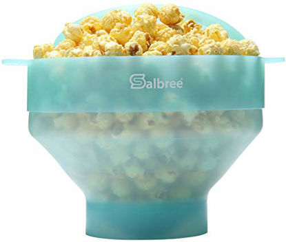 Picture of Original Salbree Microwave Popcorn Popper, Silicone Popcorn Maker, Collapsible Bowl BPA Free - 18 Colors Available (Transparent Mint)