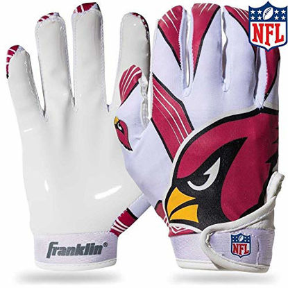 Picture of Franklin Sports Arizona Cardinals Youth NFL Football Receiver Gloves - Receiver Gloves For Kids - NFL Team Logos and Silicone Palm - Youth M/L Pair