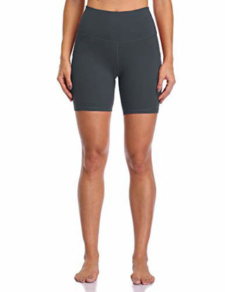 Picture of Colorfulkoala Women's High Waisted Yoga Shorts with Pockets 6" Inseam Workout Shorts (XS, Charcoal Grey)