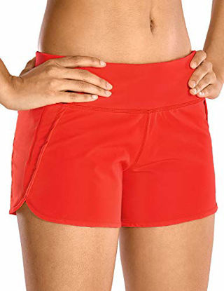 Picture of CRZ YOGA Women's Quick-Dry Athletic Sports Running Workout Shorts with Zip Pocket - 4 Inches Poppy 4''-R403 XX-Small