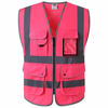 Picture of JKSafety 9 Pockets Class 2 High Visibility Zipper Front Safety Vest With Reflective Strips, Meets ANSI/ISEA Standards (XX-Large, Pink)