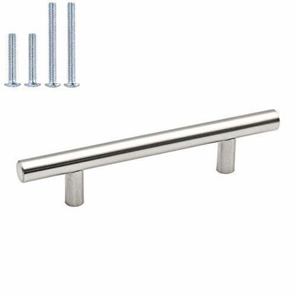 Picture of homdiy 96mm Cabinet Handles Drawer Pulls - HD201SN Cabinet Hardware Brushed Nickel Cabinet Pulls 100 Pack Modern Cupboard Handles for Kitchen Cabinets