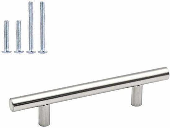 Picture of homdiy Brushed Nickel Cabinet Handles Kitchen Pulls Stainlees Steel 6-1/4inch(160mm) Hole Centers - Europe Bedroom Drawer Dresser Cabinet pulls 40Pack