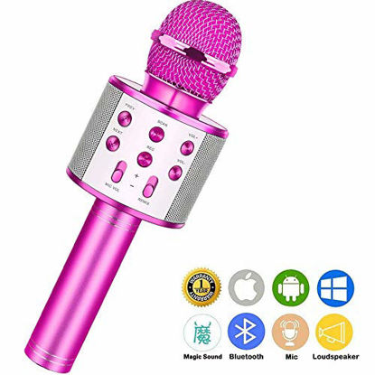 Picture of Wireless Bluetooth Karaoke Microphone,Rechargeable Kids Microphone Karaoke Machine,Professional Handheld Karaoke Mic Speaker Home KTV Kids Birthday Party - Best Gifts for Kids Adults (Purple)