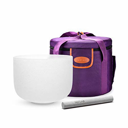 Picture of TOPFUND C Note Crystal Singing Bowl Root Chakra 10 inch with Heavy Duty Carrying Case and Suede Striker