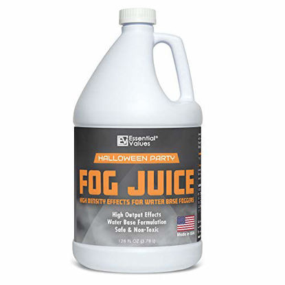 Picture of Essential Values Halloween Party Fog Juice | High Density (128 FL OZ / 1 Gallon) - Produces Lasting High Density Fog for Water Based Foggers, Perfect for 400 Watt to 1500 Fog Machines - MADE IN US